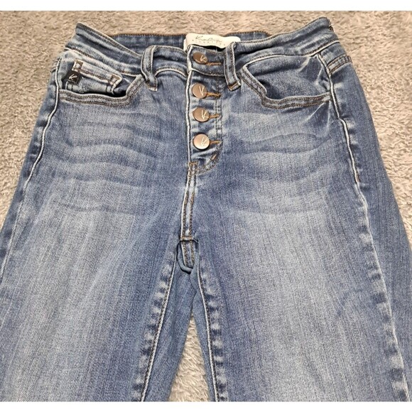 Kancan Jeans Womens Sz 25 Skinny Ankle Denim Blue Stretch Distressed Whiskers - Picture 5 of 13